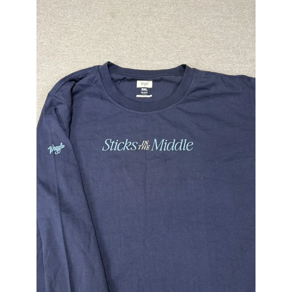 Waggle Golf Sticks In The Middle Navy Blue Long Sleeve Graphic T-Shirt Mens 3XL